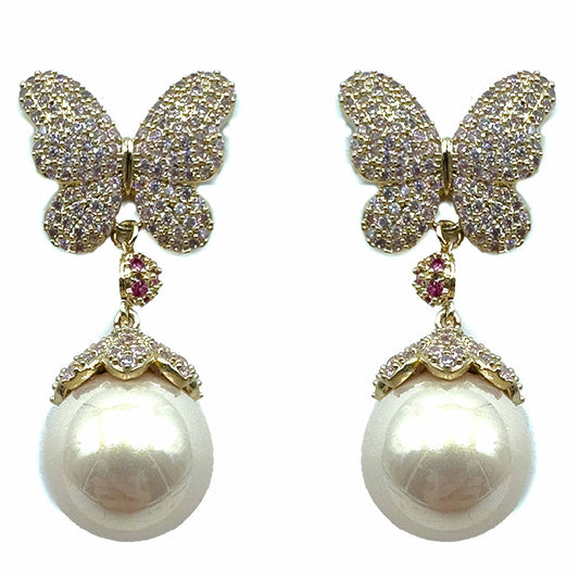 Farfalline di pavè con perla