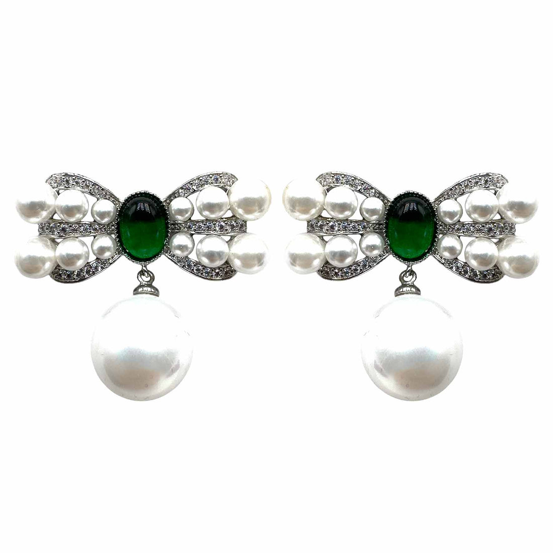 Fiocco di Perle &amp; Gemma Verde Smeraldo
