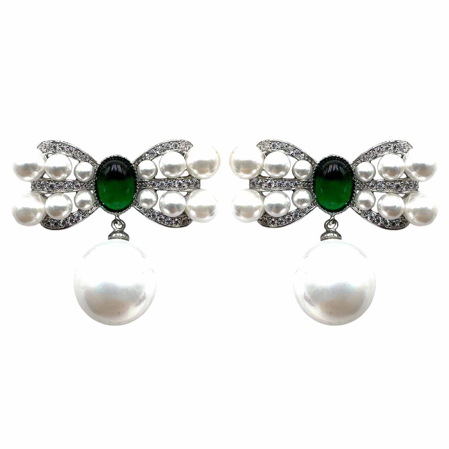 Fiocco di Perle &amp; Gemma Verde Smeraldo