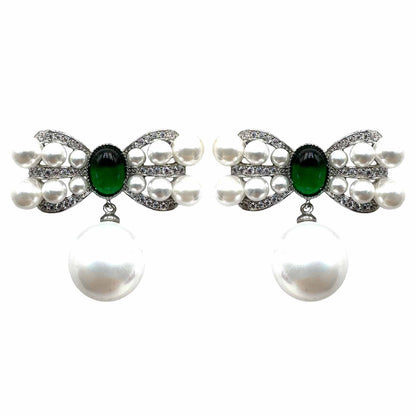 Fiocco di Perle &amp; Gemma Verde Smeraldo