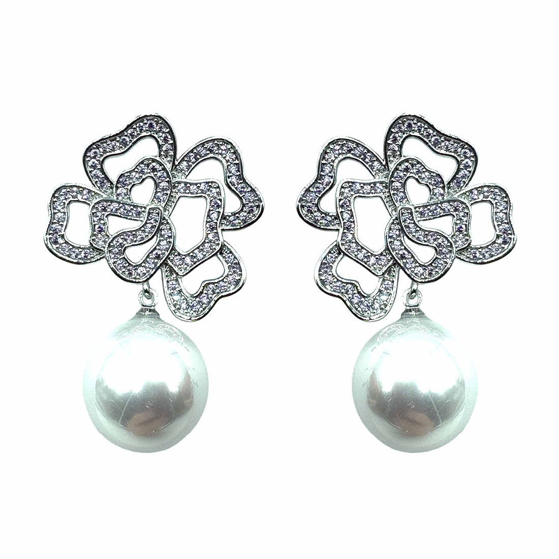 Palestro Milano Orecchini Silver Fiore Irregolare con Perla