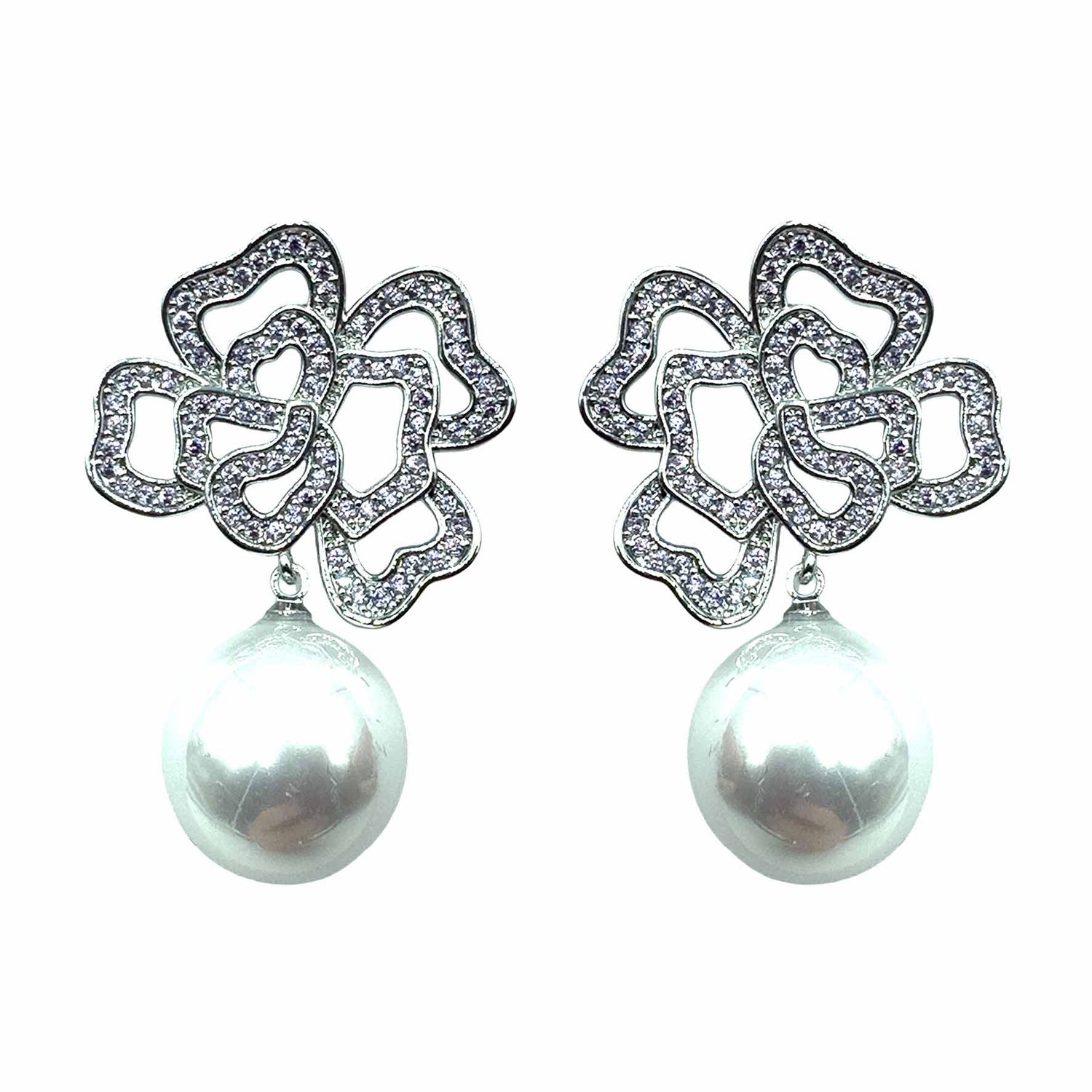 Palestro Milano Orecchini Silver Fiore Irregolare con Perla
