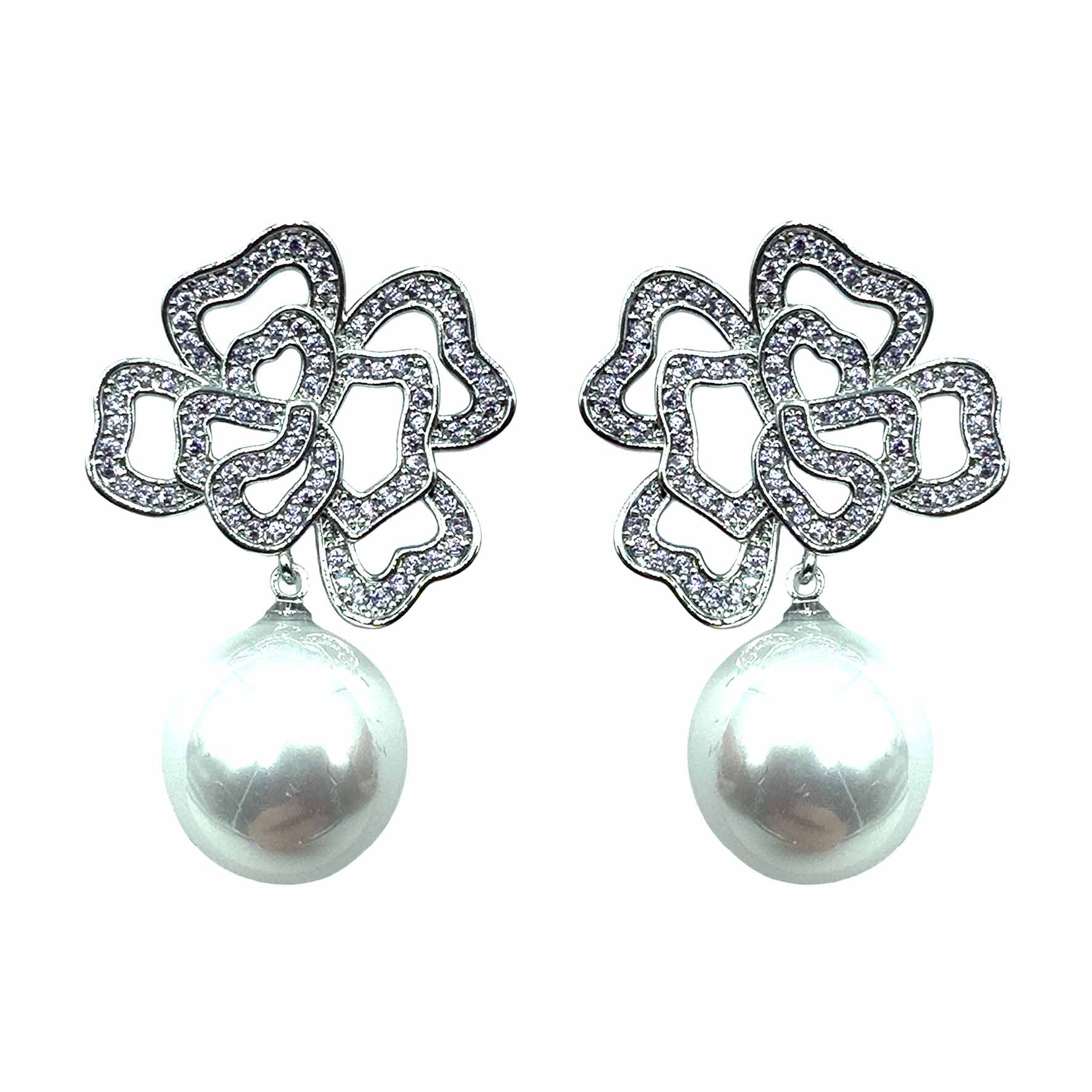 Palestro Milano Orecchini Silver Fiore Irregolare con Perla