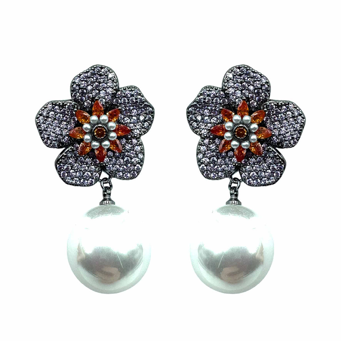 Palestro Milano Orecchini Dark - Lillac Arancio Fiore &amp; Perle