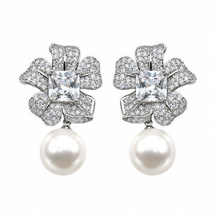 Fiore pistillo di pavè con perla