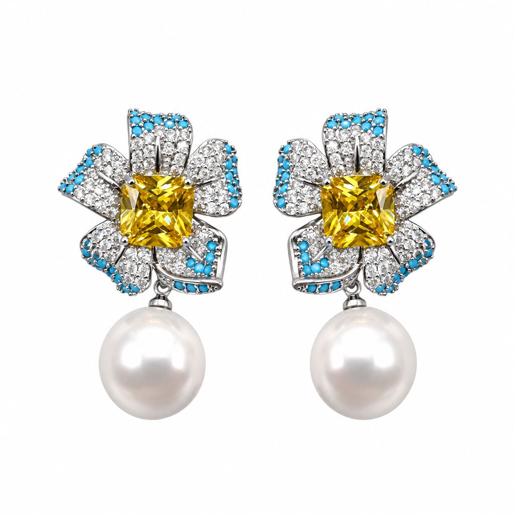Fiore pistillo di pavè con perla