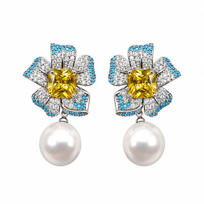 Fiore pistillo di pavè con perla
