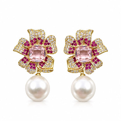 Fiore pistillo di pavè con perla