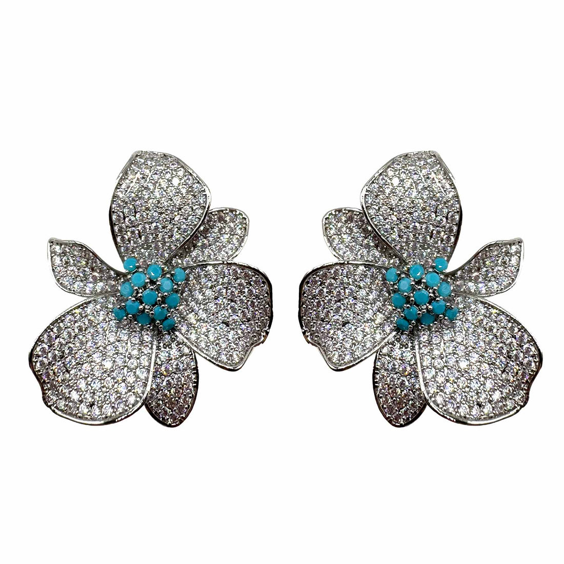 Palestro Milano Orecchini Turquoise Fiore di Luce Silver