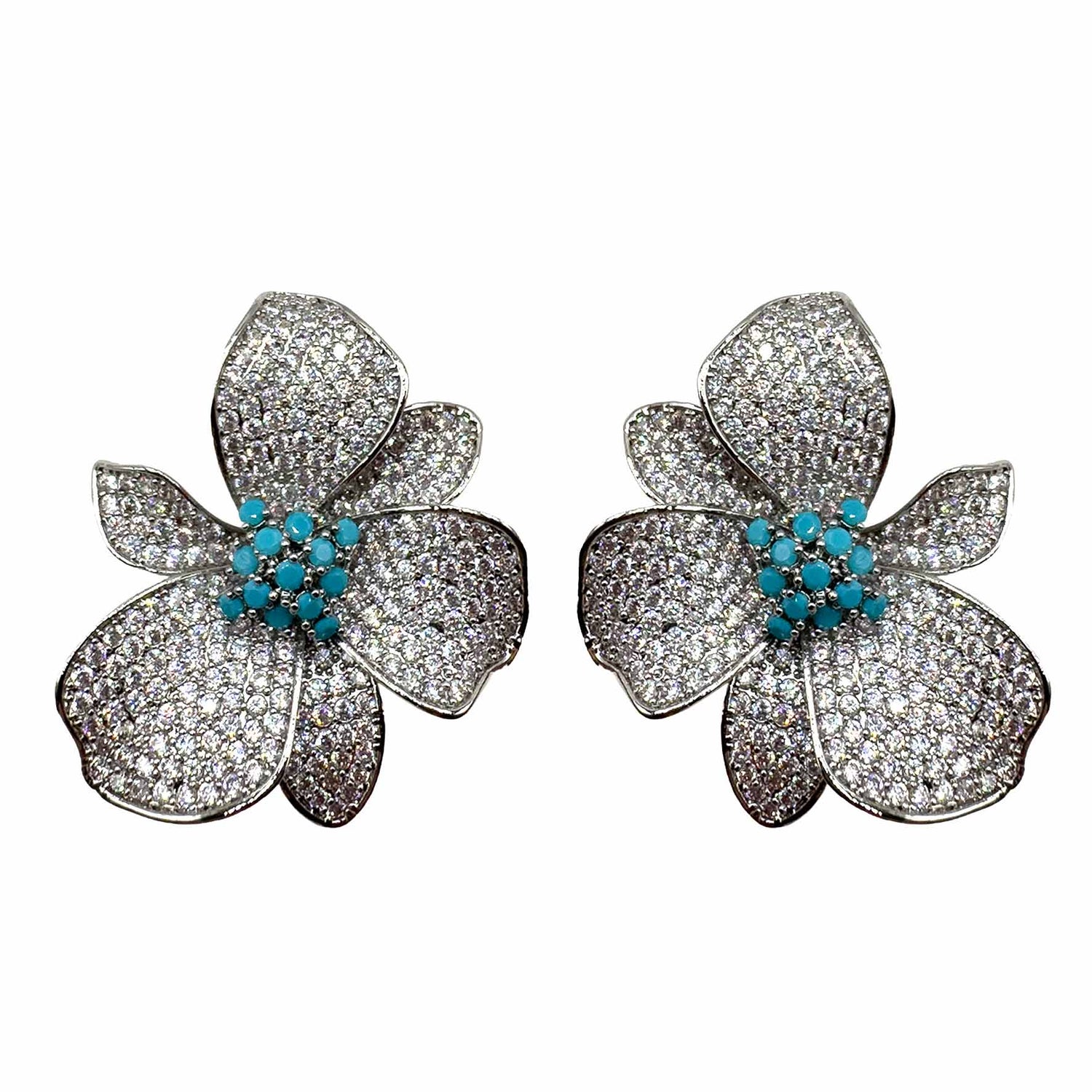 Palestro Milano Orecchini Turquoise Fiore di Luce Silver