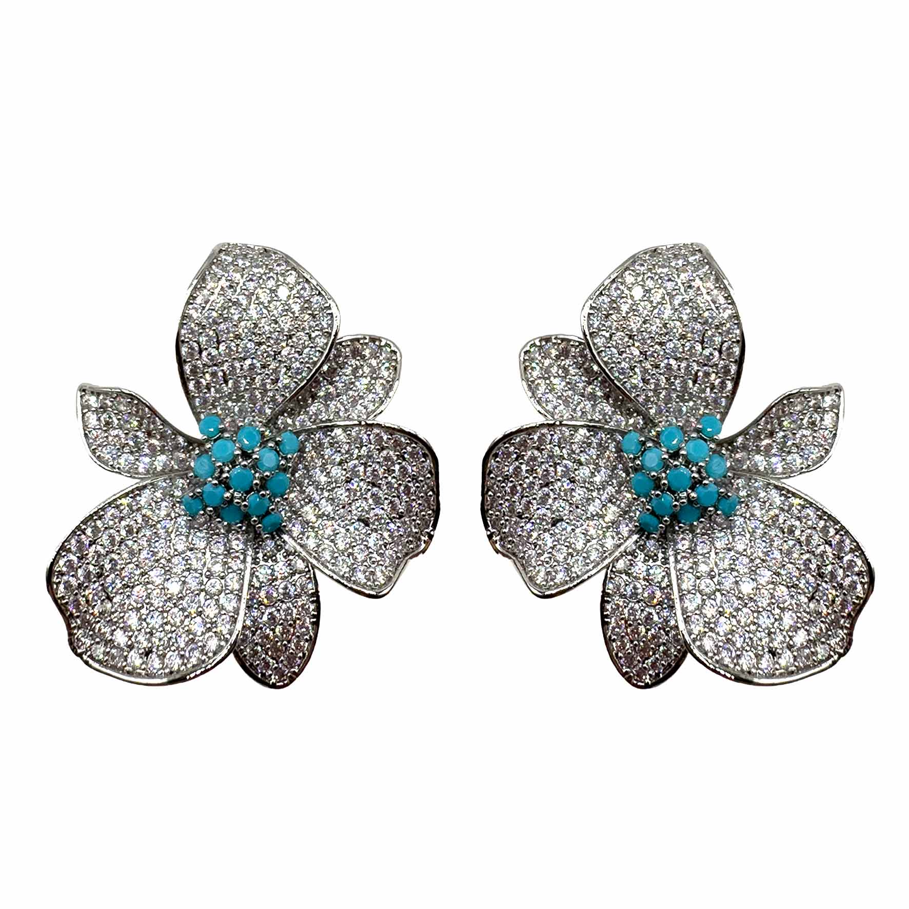 Palestro Milano Orecchini Turquoise Fiore di Luce Silver