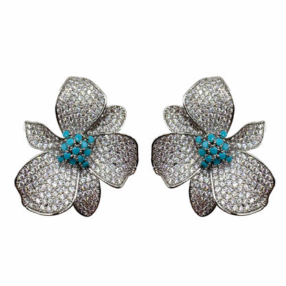 Palestro Milano Orecchini Turquoise Fiore di Luce Silver