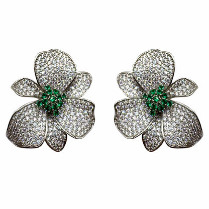 Palestro Milano Orecchini Verde Smeraldo Fiore di Luce Silver