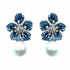 Palestro Milano Orecchini Silver - Blu Giallo Fiore di Zirconi con Perla
