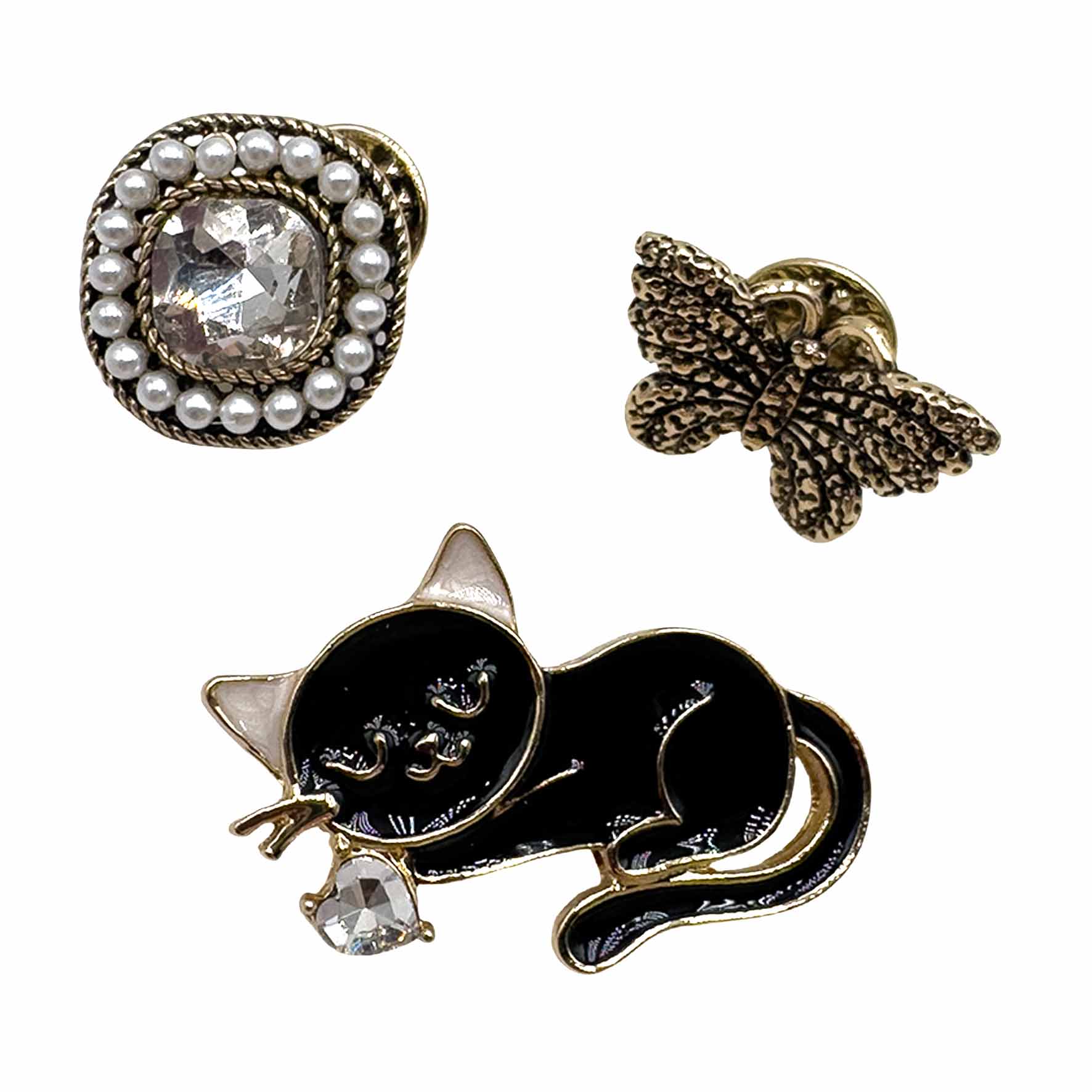 Palestro Milano Spille e spillette Black Gatto, Farfalla &amp; Gemma - Set