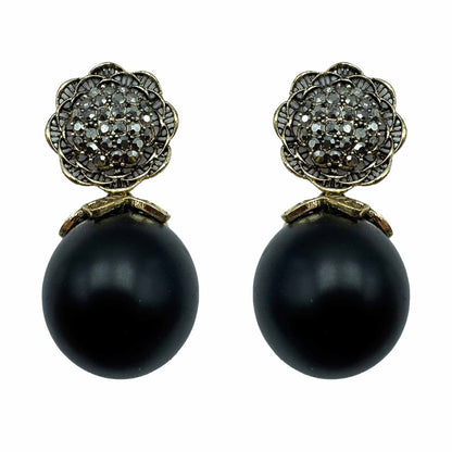 Palestro Milano Orecchini Perla Black Girasole d&