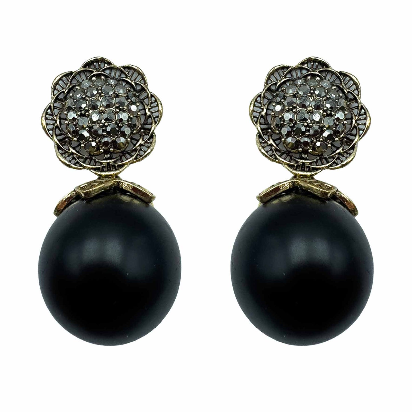 Palestro Milano Orecchini Perla Black Girasole d'Oro & Perla Big