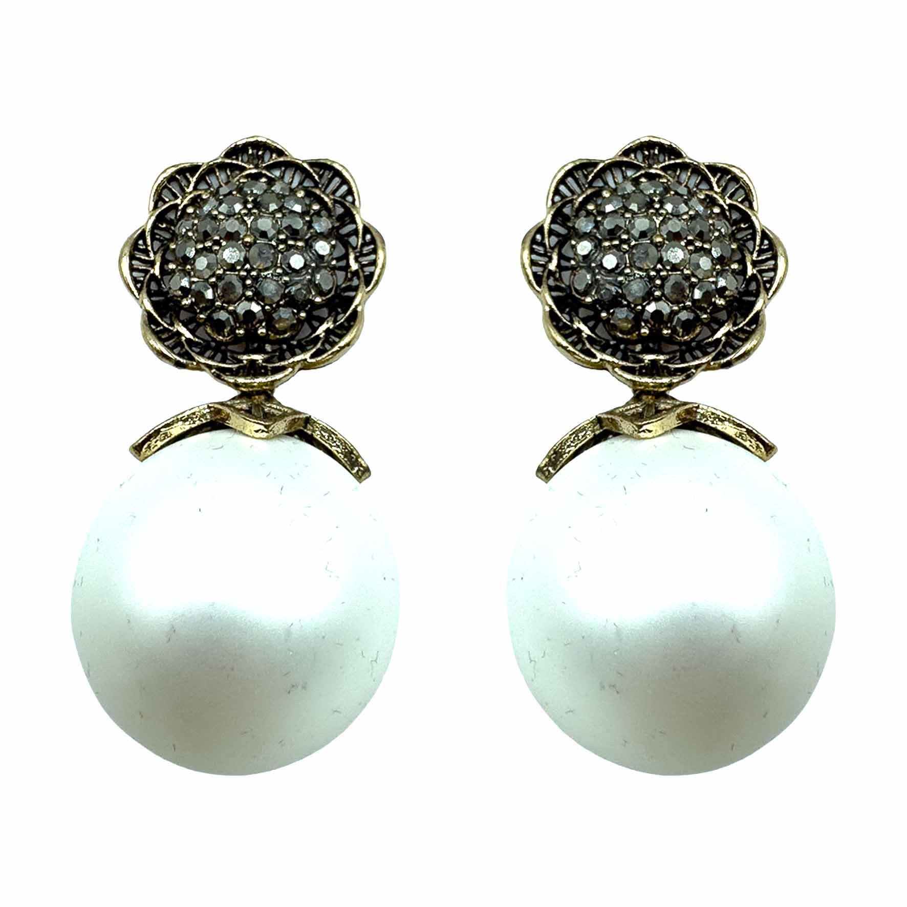 Palestro Milano Orecchini Perla Bianca Girasole d&