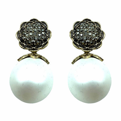 Palestro Milano Orecchini Perla Bianca Girasole d&