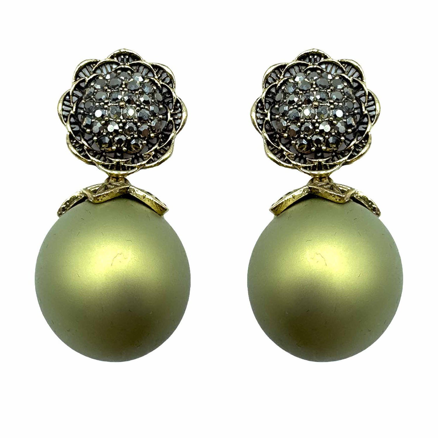 Palestro Milano Orecchini Perla Oliva Girasole d'Oro & Perla Big