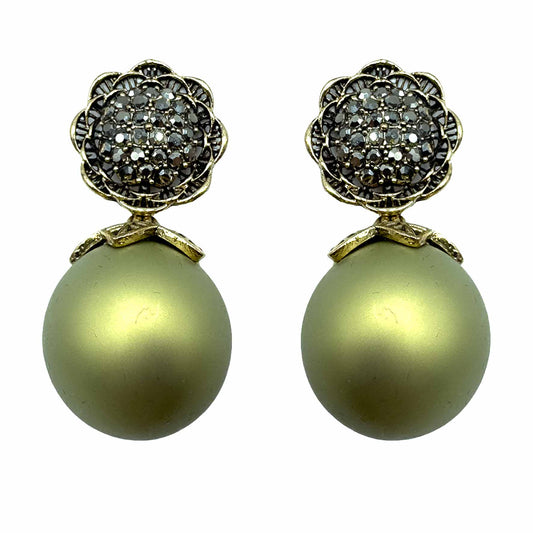 Palestro Milano Orecchini Perla Oliva Girasole d'Oro & Perla Big