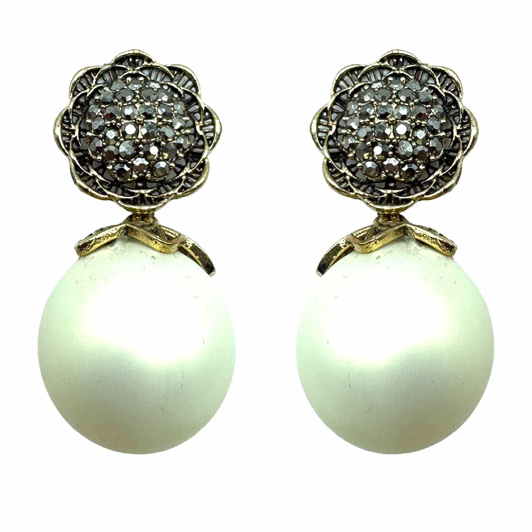 Palestro Milano Orecchini Perla Crema Girasole d&