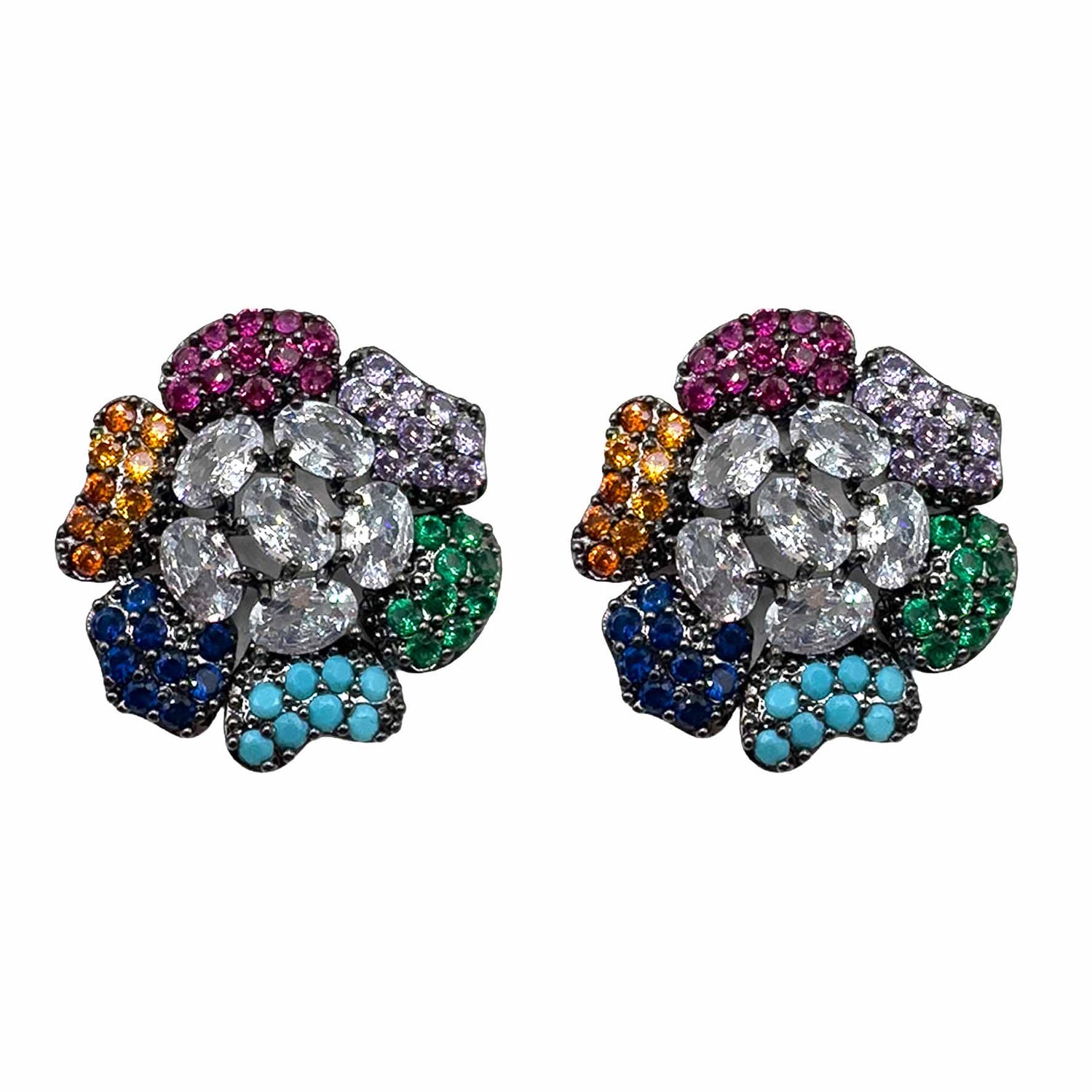 Palestro Milano Orecchini Dark - Multicolor Girasoli &amp; Gemme