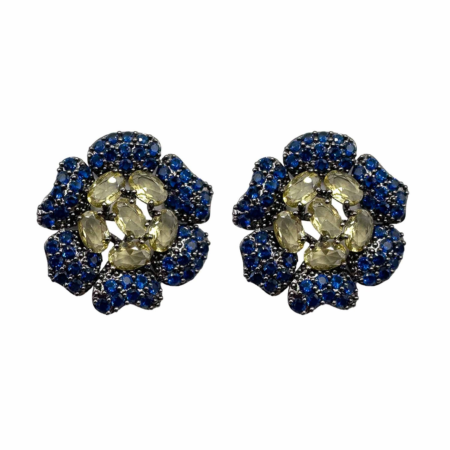 Palestro Milano Orecchini Dark - Blu Giallo Girasoli &amp; Gemme