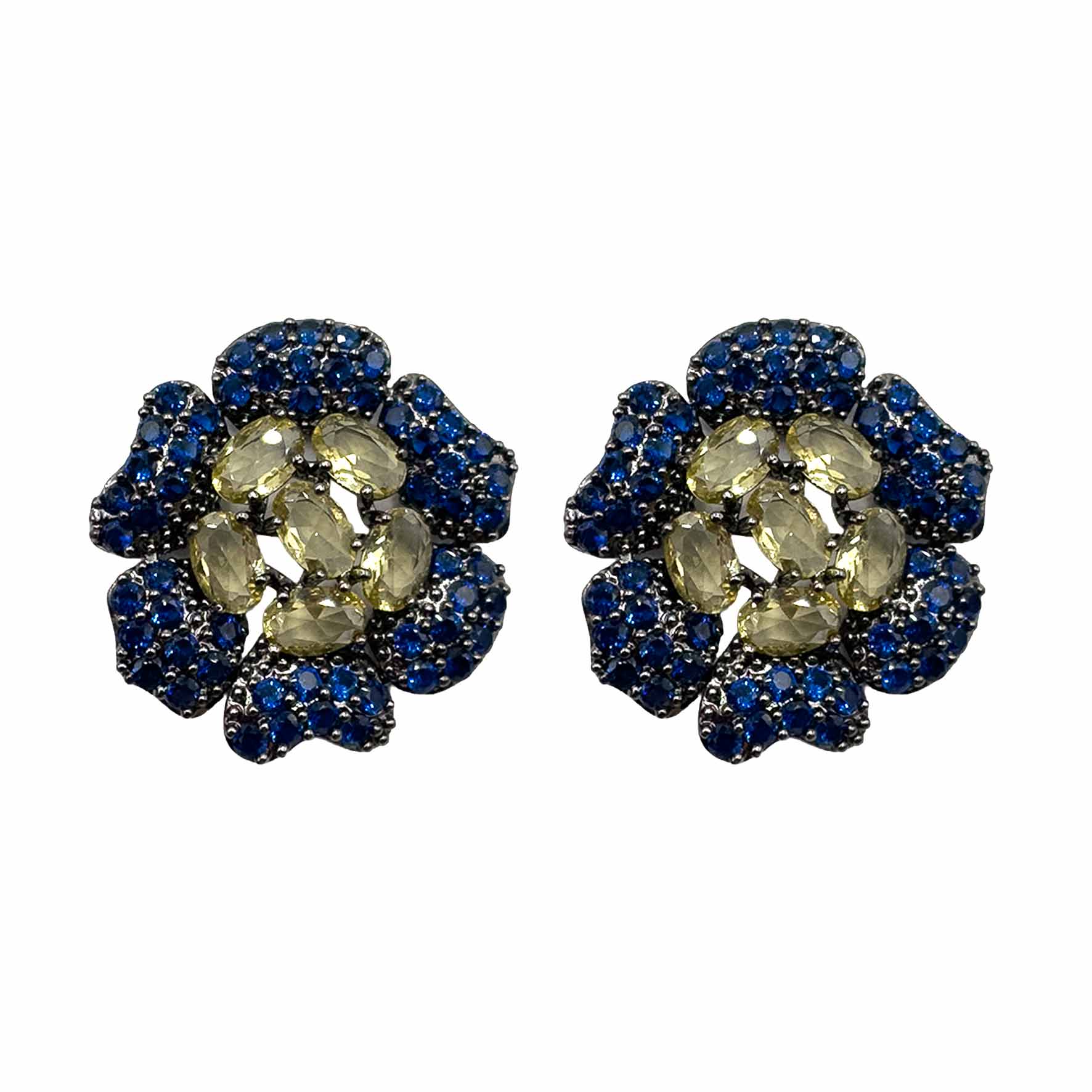 Palestro Milano Orecchini Dark - Blu Giallo Girasoli &amp; Gemme
