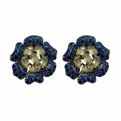Palestro Milano Orecchini Dark - Blu Giallo Girasoli &amp; Gemme