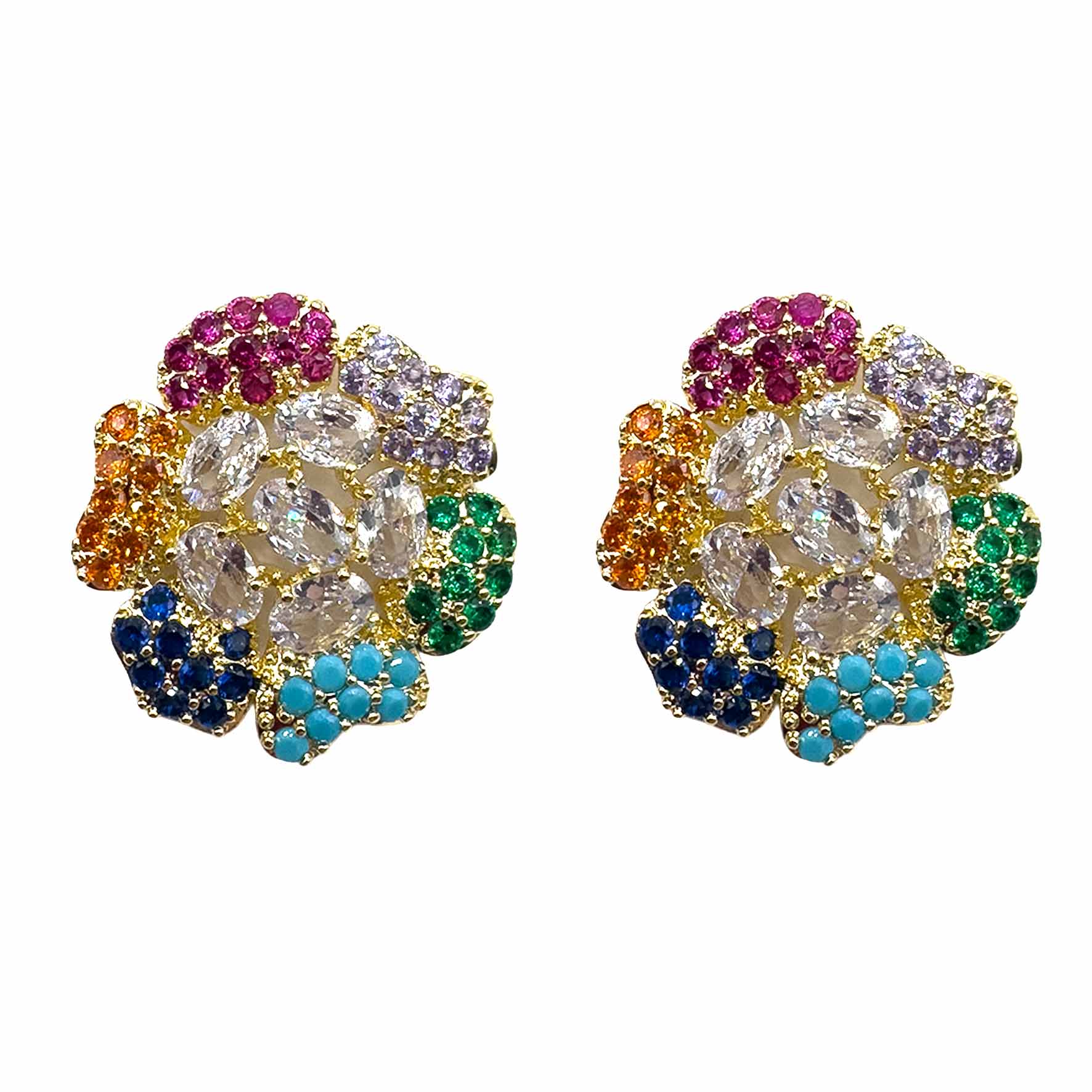 Palestro Milano Orecchini Gold - Multicolor Girasoli &amp; Gemme