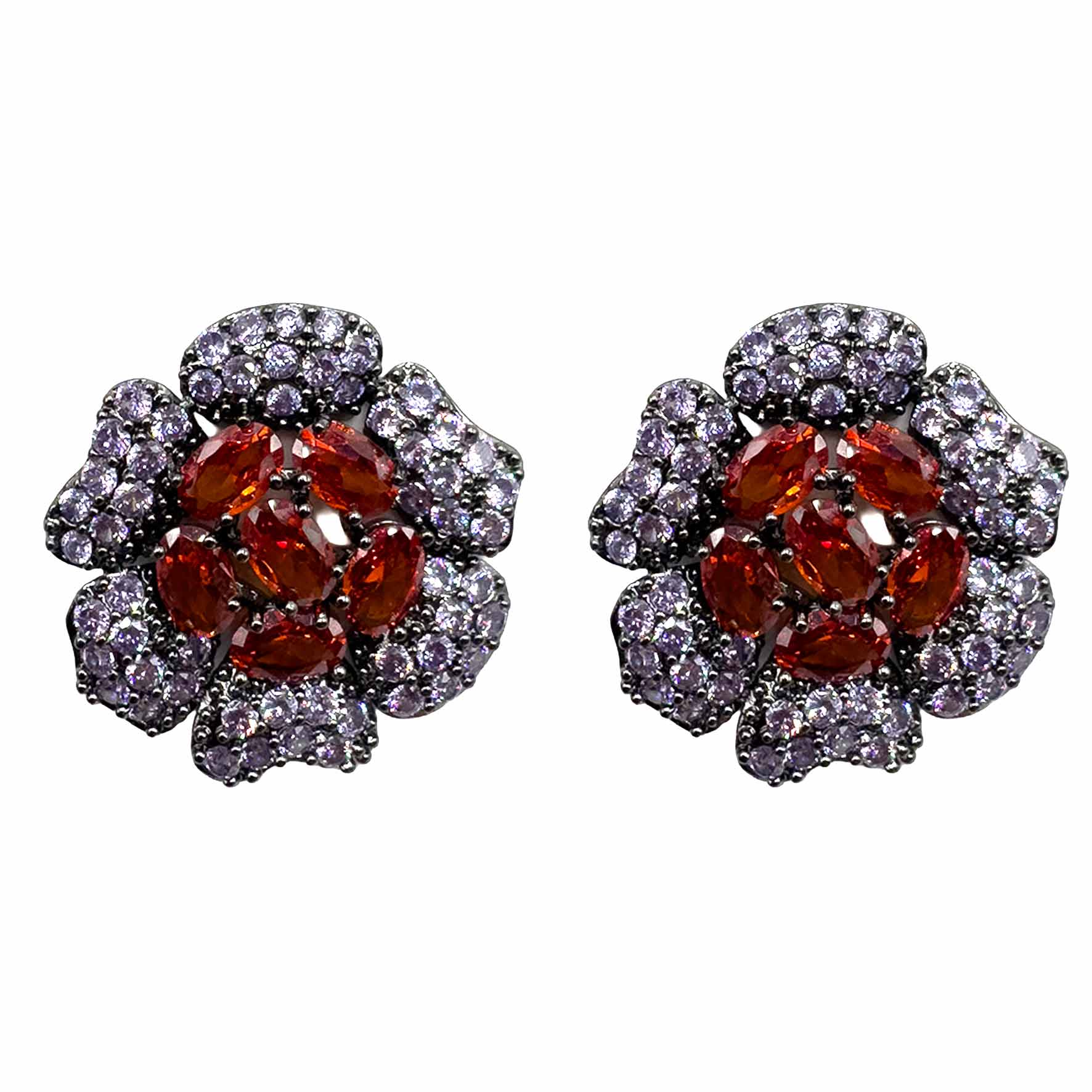 Palestro Milano Orecchini Dark - Lillac Rubino Girasoli &amp; Gemme