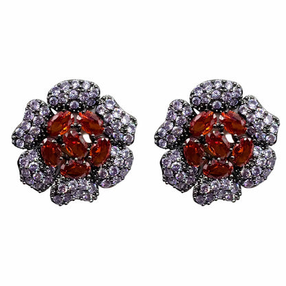 Palestro Milano Orecchini Dark - Lillac Rubino Girasoli &amp; Gemme