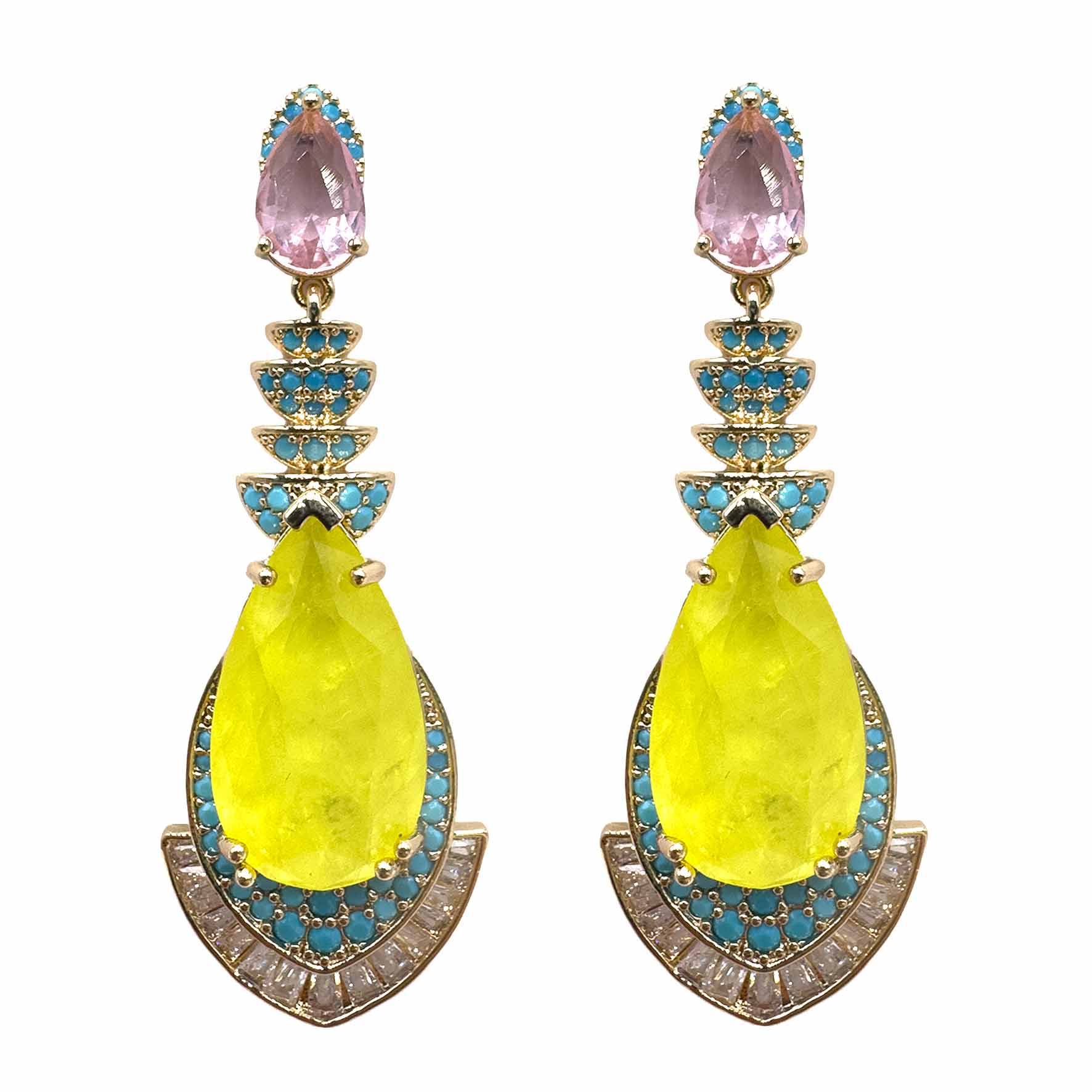 Goccia Gialla con pavè turquoise