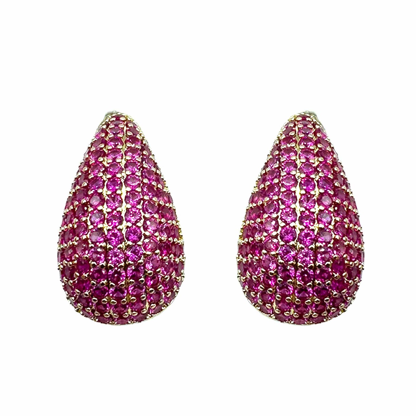 Palestro Milano Orecchini Gold - Fucsia Goccia Luminosa di Pavè