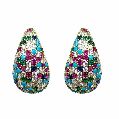 Palestro Milano Orecchini Gold - Multicolor Goccia Luminosa di Pavè