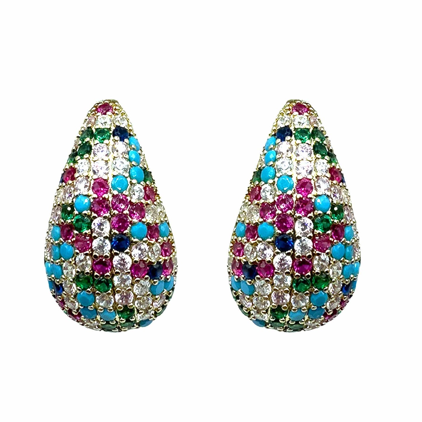 Palestro Milano Orecchini Gold - Multicolor Goccia Luminosa di Pavè