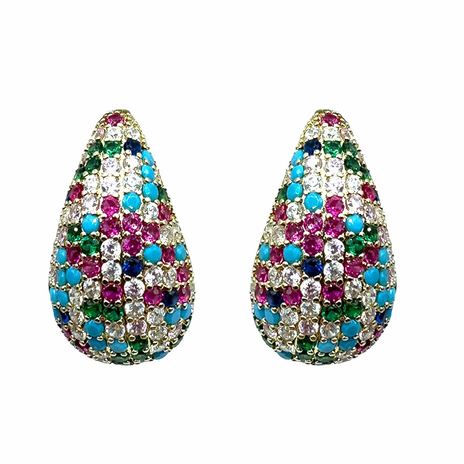 Palestro Milano Orecchini Gold - Multicolor Goccia Luminosa di Pavè