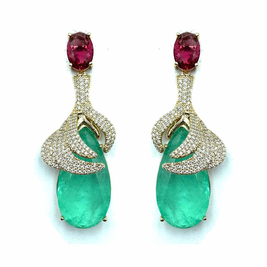 Palestro Milano Orecchini Gold - Rubino e Verde Goccia di Ossessione