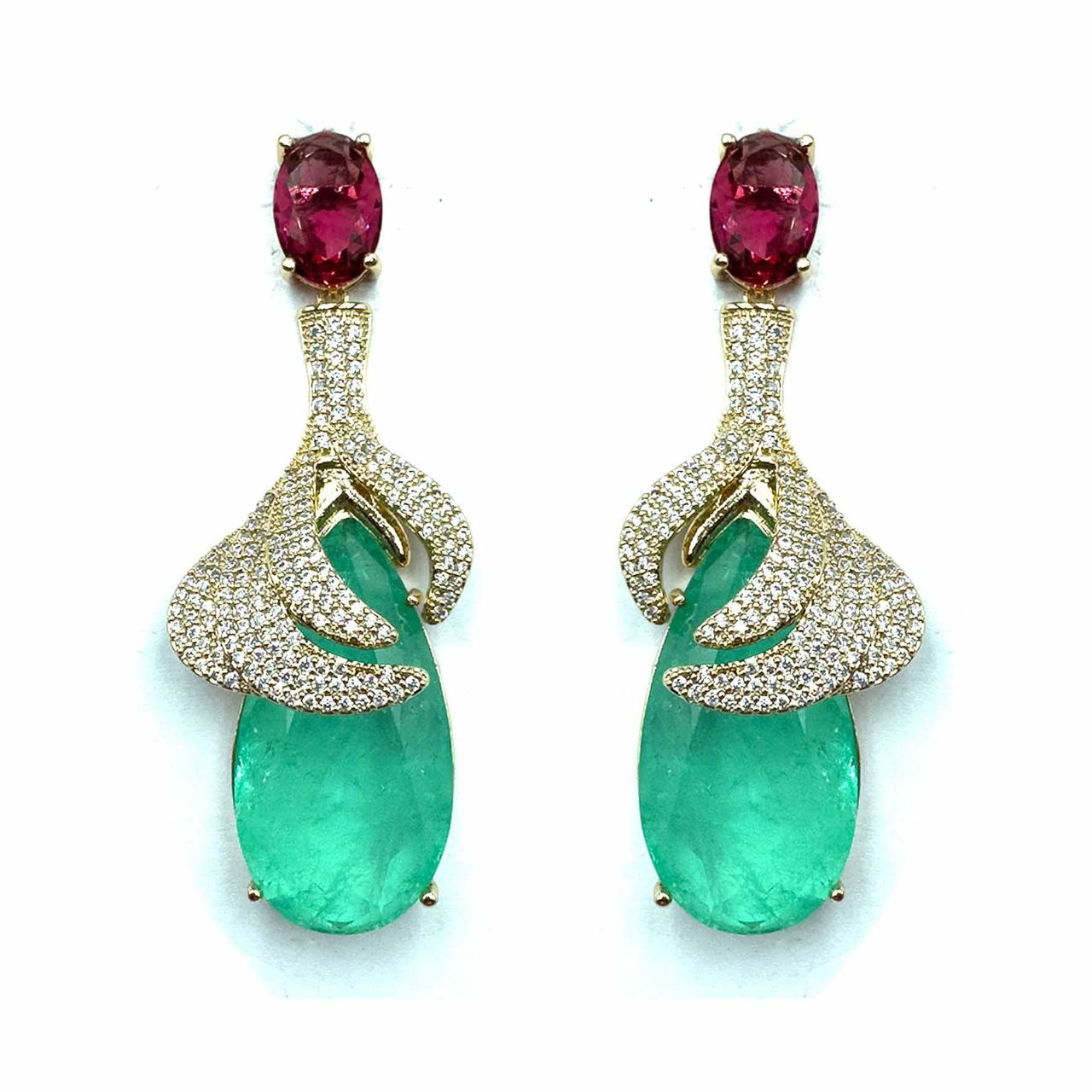 Palestro Milano Orecchini Gold - Rubino e Verde Goccia di Ossessione
