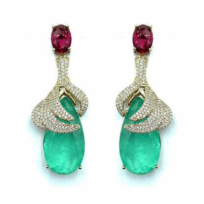Palestro Milano Orecchini Gold - Rubino e Verde Goccia di Ossessione
