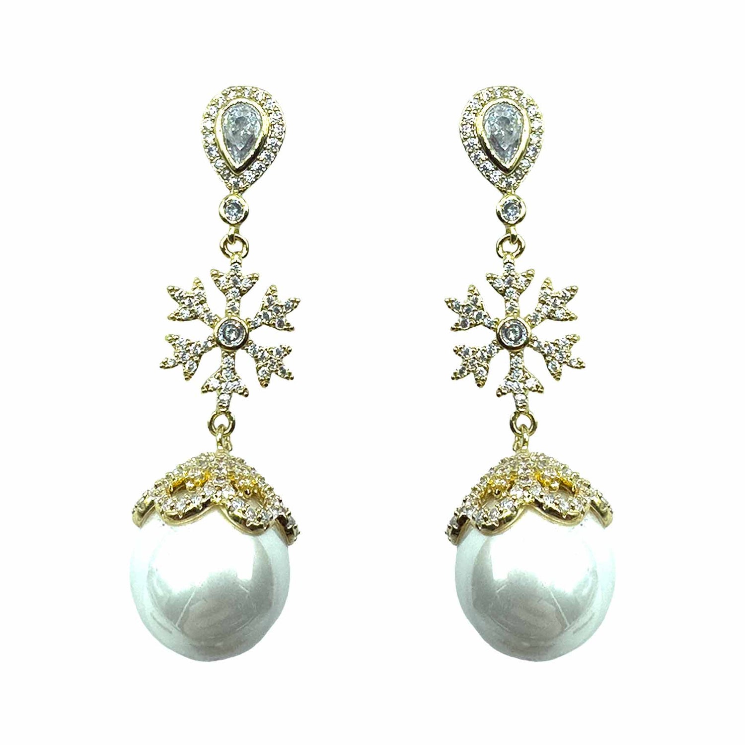 Palestro Milano Orecchini Gold Goccia di Cristallo con Perla
