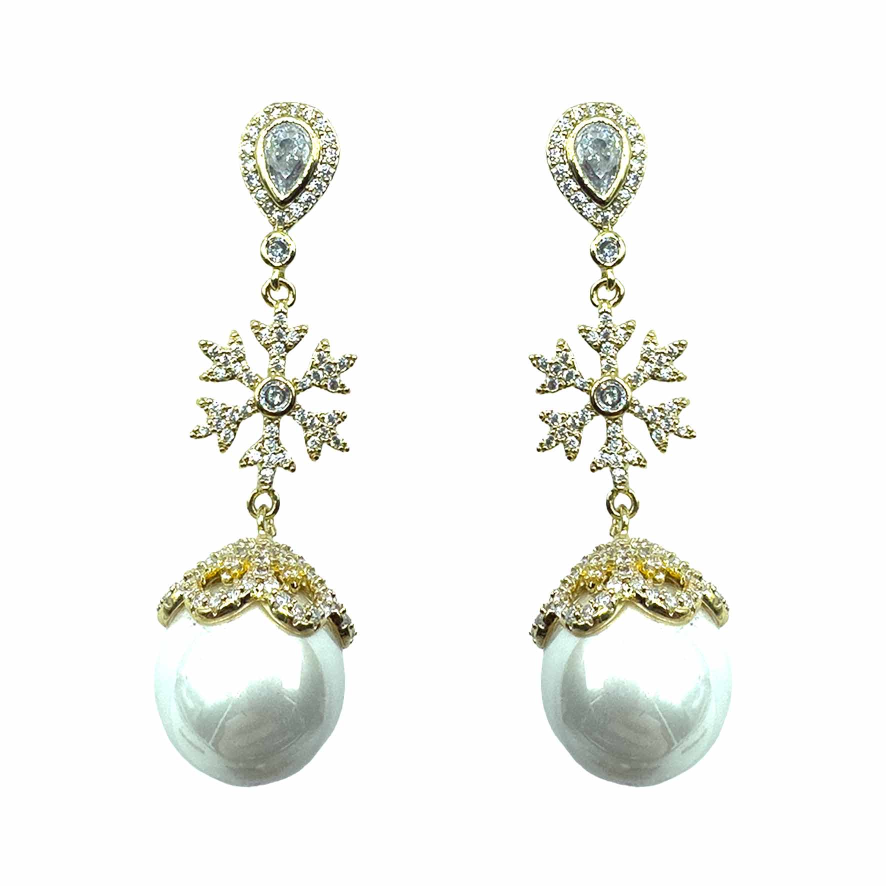 Palestro Milano Orecchini Gold Goccia di Cristallo con Perla