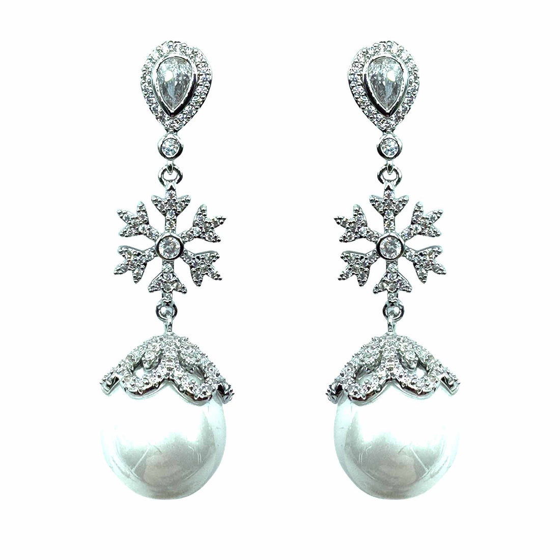 Palestro Milano Orecchini Silver Goccia di Cristallo con Perla