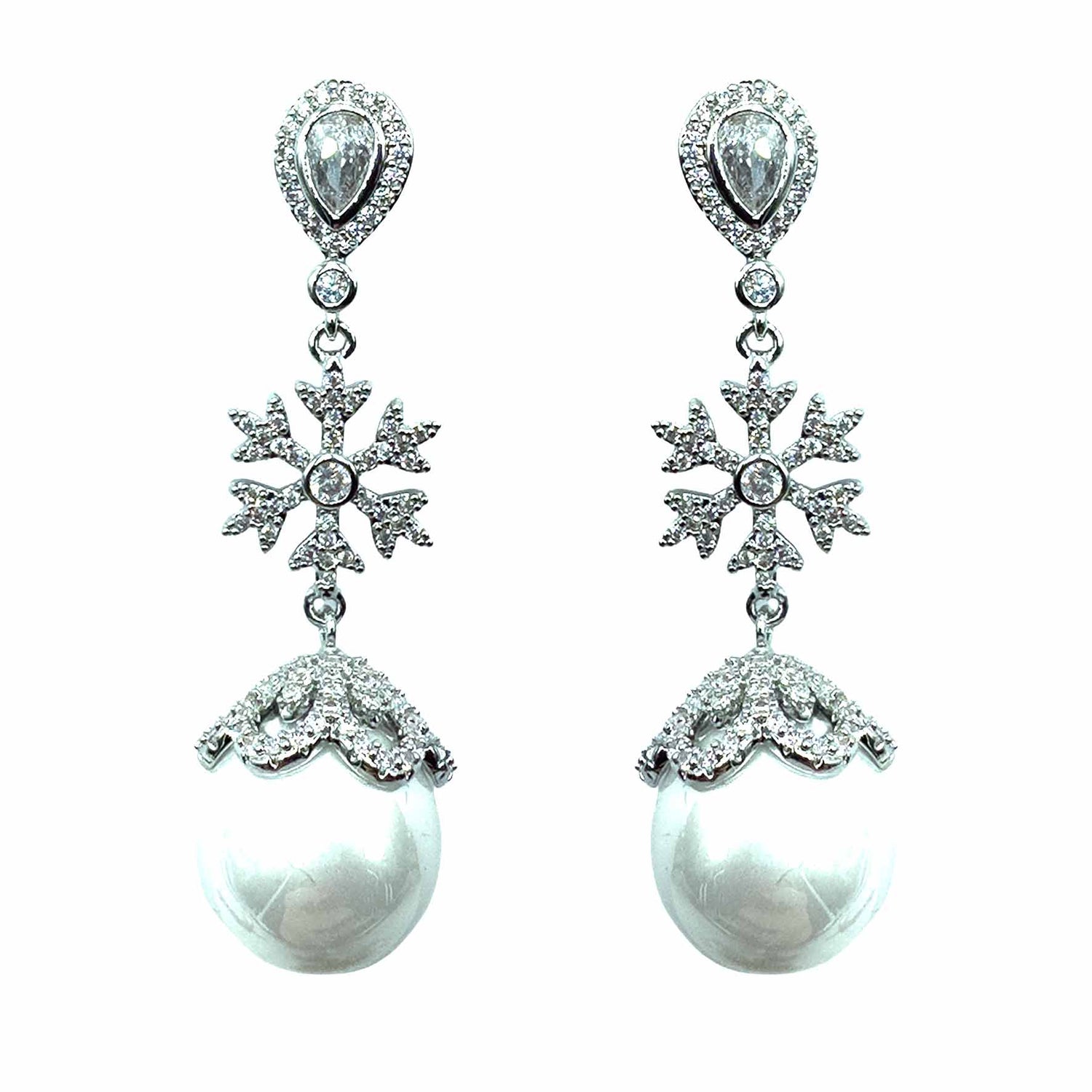 Palestro Milano Orecchini Silver Goccia di Cristallo con Perla