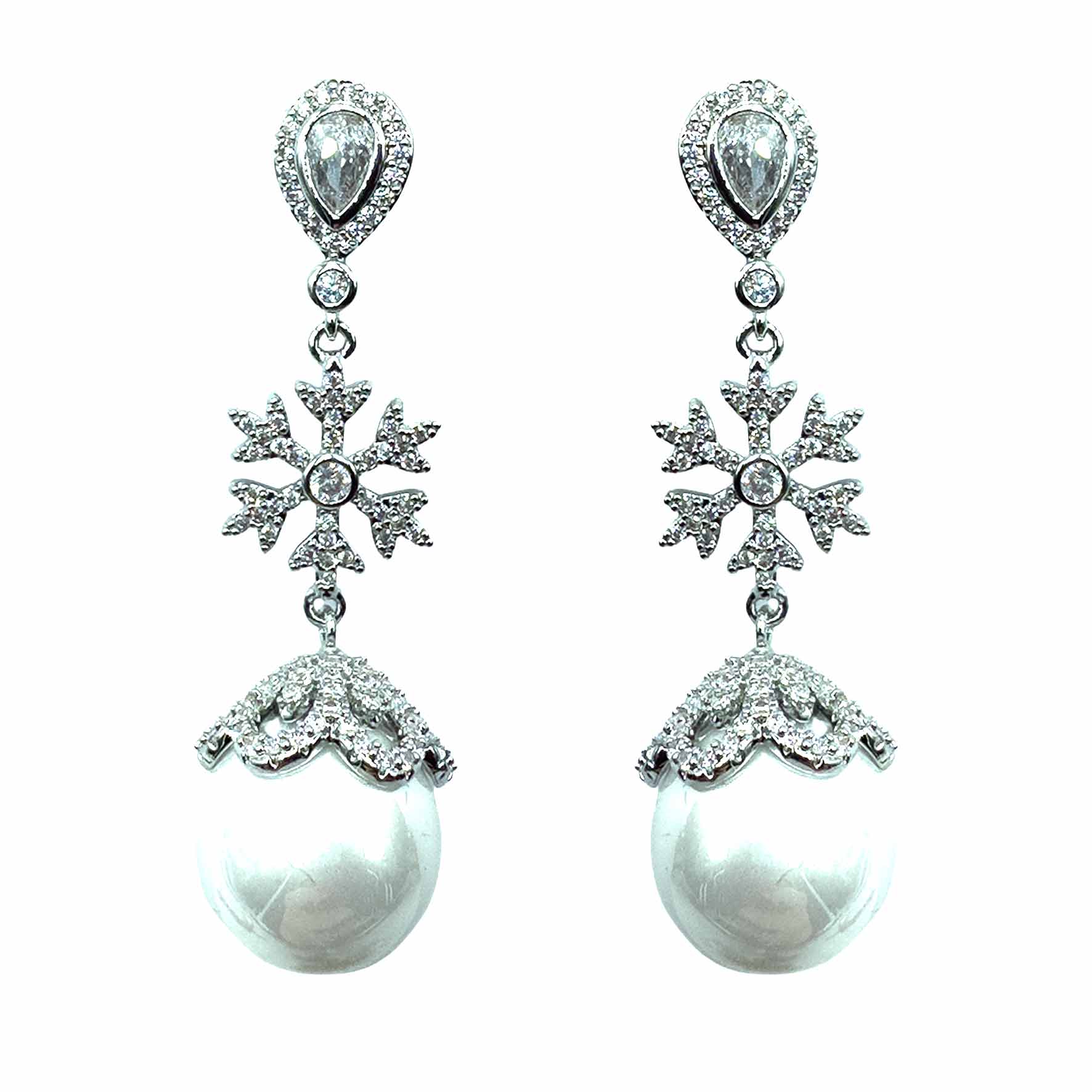 Palestro Milano Orecchini Silver Goccia di Cristallo con Perla