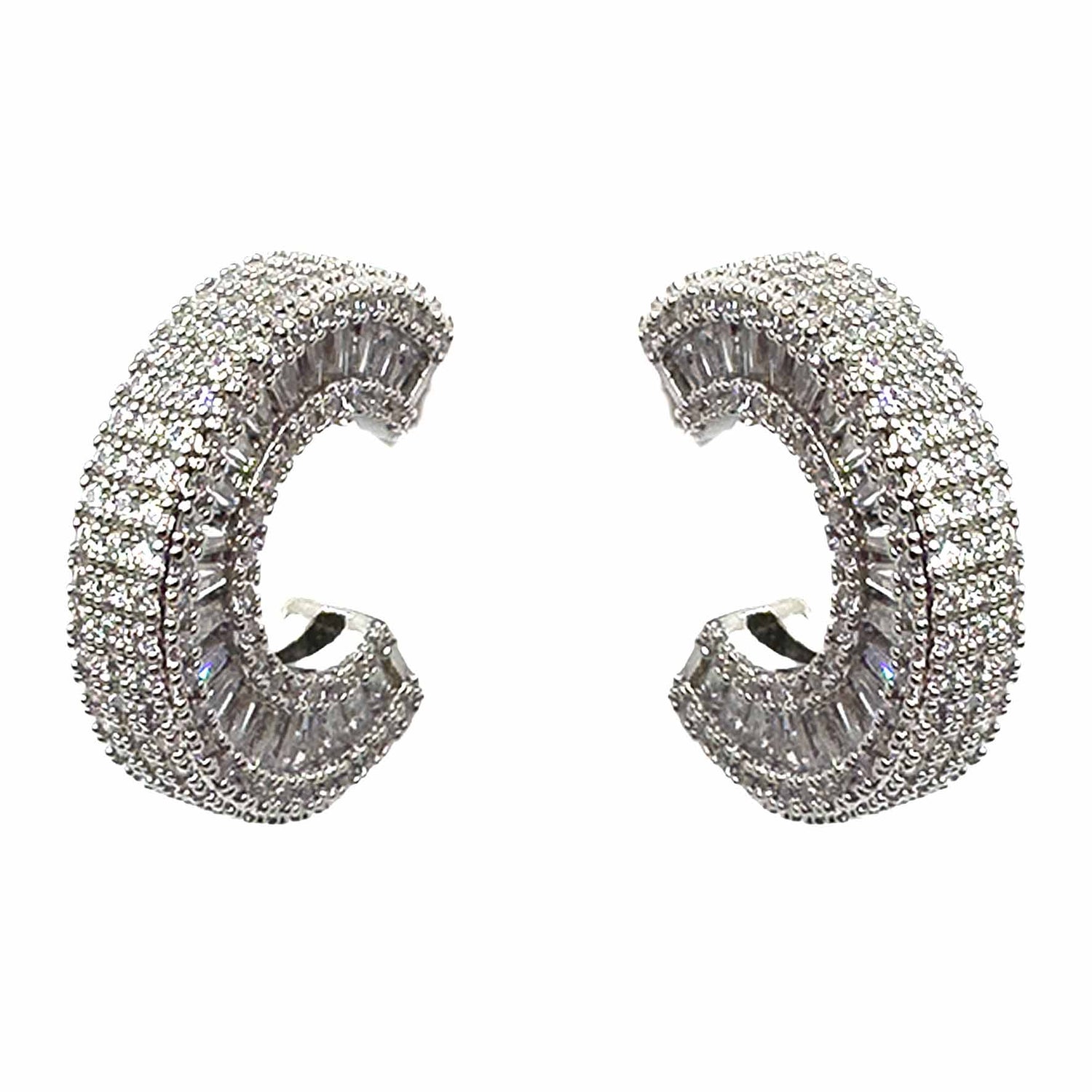 Palestro Milano Orecchini Silver Hoops di Pavè