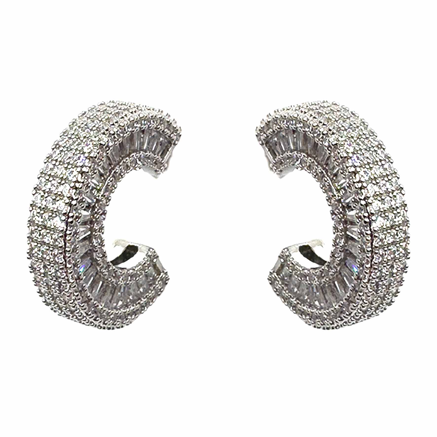 Palestro Milano Orecchini Silver Hoops di Pavè