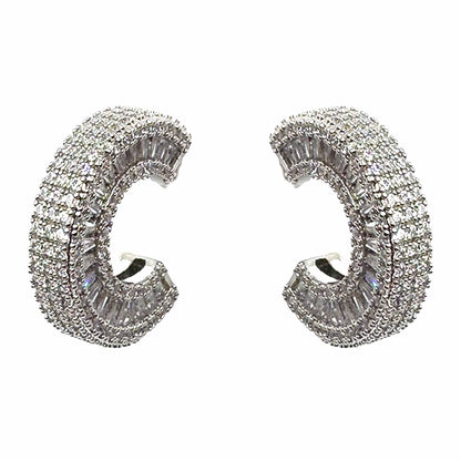 Palestro Milano Orecchini Silver Hoops di Pavè