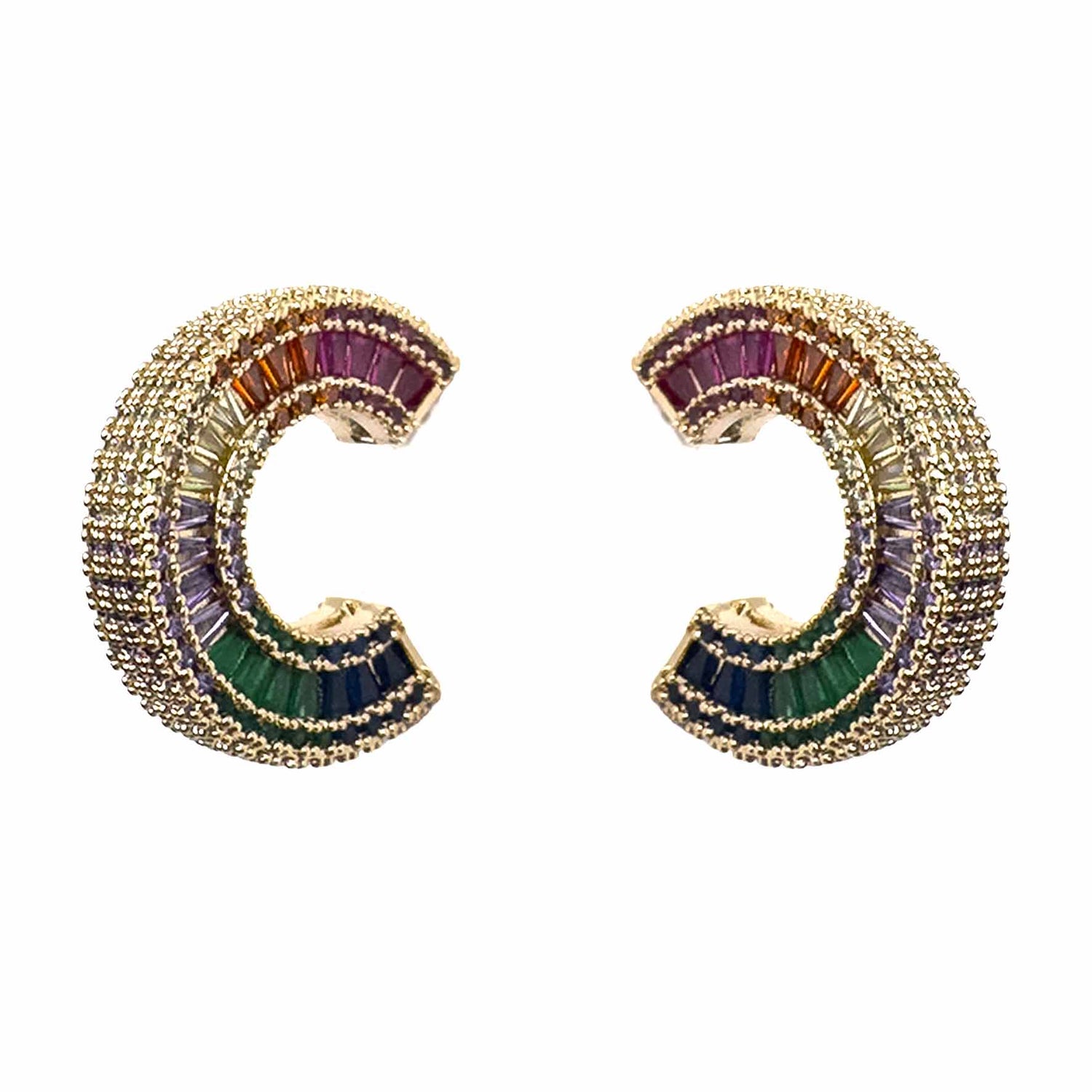 Palestro Milano Orecchini Gold - Multicolor Hoops di Pavè